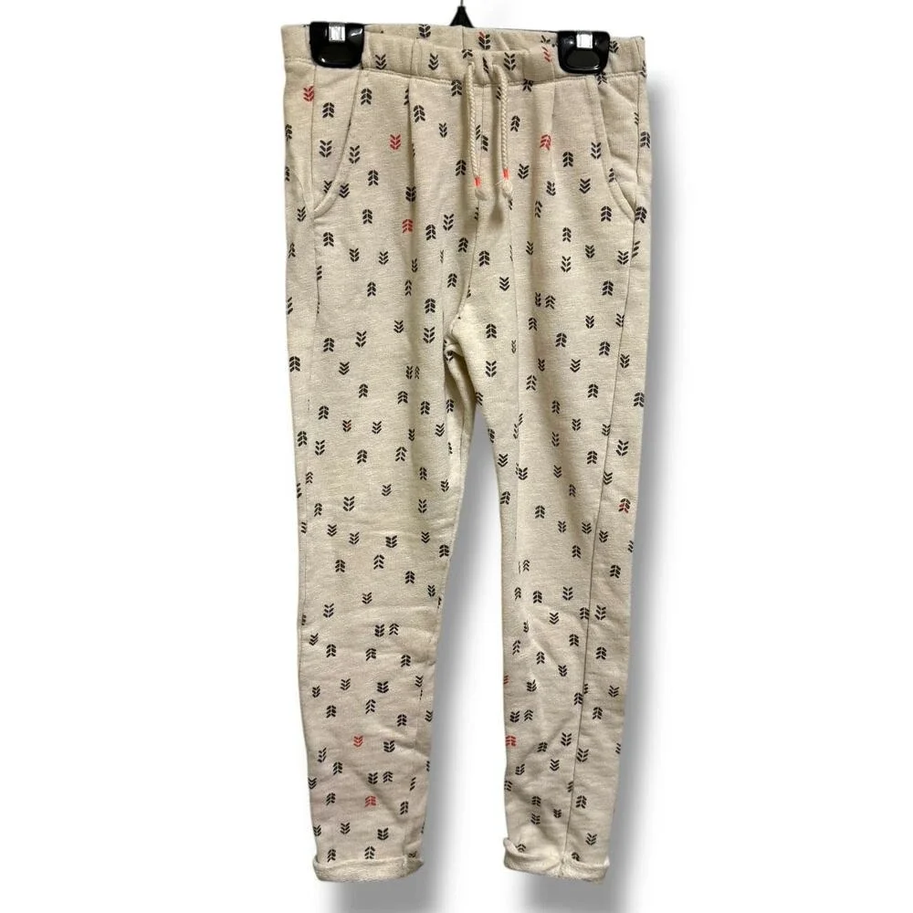 Zara Girls Cream‎ Gray Orange Sweatpants Arrow Design Cuffed Jogger 9/10